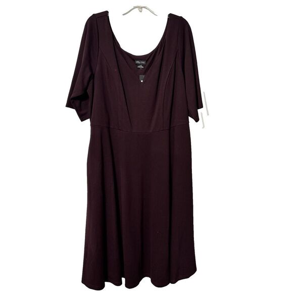 NWT City Chic Maroon Plus Size Dress Women Pockets‎ Size Large Size 20 - Picture 2 of 8